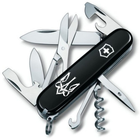 Ніж складаний 91 мм, 14 функцій Victorinox CLIMBER UKRAINE Чорний/Трезубець готичний білий