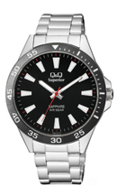 Мужские часы Q&Q S08A-001 Черные с серебристым
