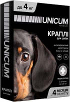 Капли Unicum Premium от блох и клещей на холку для собак массой до 4 кг 3 шт (4820150201784)