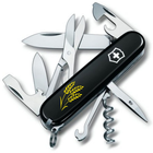 Нож складной швейцарский 91 мм/14 функций Victorinox CLIMBER UKRAINE Черный/Колоски пшеницы желтые