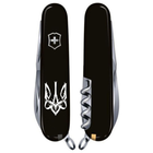 Ніж складаний швейцарський 91 мм/14 функцій Victorinox CLIMBER UKRAINE Чорний/Трезубець готичний білий - зображення 2