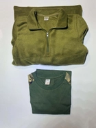 Комплект військова футболка з довгим рукавом + тактична флісова кофта (подовжена) Cedra Military XL Оливковий + Піксель - зображення 1