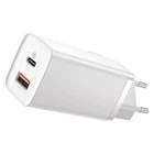 Мережевий зарядний пристрій із швидкою зарядкою Baseus GaN2 Lite Quick Charger 65W (1 Type-C + 1 USB) для ноутбуків смартфонів планшетів CCGAN2L-B02 White