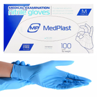 Перчатки нитриловые Medplast, плотность 4 г. - голубые (100 шт) M (7-8) - изображение 1