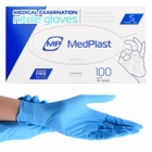 Перчатки нитриловые Medplast, плотность 4 г. - голубые (100 шт) S (6-7) - изображение 1