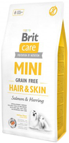 Sucha karma dla dorosłych psów ras miniaturowych Brit Care Mini Grain Free Hair & Skin 7 kg (8595602520244) - obraz 1