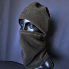 Комплект шапка и бафф флисовая тактическая мужская женская зимняя с гербом Украины TACTICAL Темная олива (шапкабаф1) - изображение 3