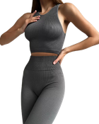 Топ в рубчик женский из микрофибры с открытыми плечами Giulia Halter Top RIB Poppy Seed S/M Серый