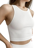 Топ в рубчик женский из микрофибры с открытыми плечами Giulia Halter Top RIB White S/M Белый