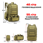 Тактичний рюкзак з підсумками Eagle B08 55 л Green Olive 8144 - зображення 3