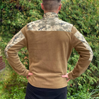 Кофта флисовая мужская военная тактическая с липучками под шевроны ВСУ (ЗСУ) Пиксель 8158 56 размер койот (OR.M-4413310) - изображение 3