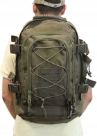 Туристический походной рюкзак с боковыми ремнями двулямочный 60 л база для модульной системы Molle из полиэстера водонепроницаемый оливковый - изображение 3