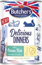 Вологий корм для котів Butcher's Delicious Dinners Шматочки з морської риби в желе 400 г (5011792007585) - зображення 1