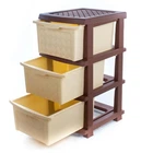 Комод пластиковый для дома, 3 выдвижных ящика, R-Plastic, 34*40*66см Бежево-коричневый