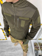 Кофта L флісова Оливкова, вставки з плащової тканини на рукави, плечі, кишені тепла армійська - зображення 1
