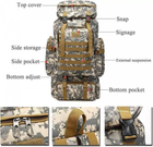 Тактический армейский походный рюкзак для военных на 80 л, 70x33x15 см вещмешок пиксельный большей рюкзак серый пиксель - изображение 5