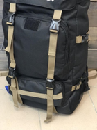 Рюкзак тактический универсальный объем 75 литров, военный водоотталкивающий из плотной ткани черный (DS1440) - изображение 2