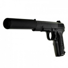 Дитячий страйкбольний Пістолет з глушником ТТ Galaxy G33A метал, пластик стріляє кульками 6 мм Чорний - зображення 1
