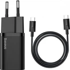МЗП Baseus Super Si Quick Charger with Mini Cable Type-C to Type-C 3A 25W EU Sets Black