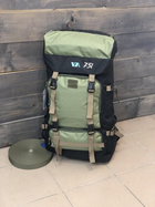 Рюкзак тактический универсальный объем 75 литров, военный водоотталкивающий из плотной тактической ткани черно-зеленый (DJ6447) - изображение 1