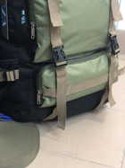 Рюкзак тактический универсальный объем 75 литров, военный водоотталкивающий из плотной тактической ткани черно-зеленый (DJ6447) - изображение 3