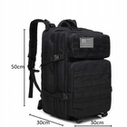 Дволямковий плечовий рюкзак туристичний похідний швидкознімний 45 л OXFORD 900D із системою вентиляції та сіткою MOLLE бічні стяжки чорний - зображення 6