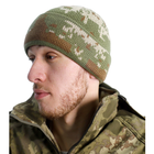 Шапка вязанная тактическая для военных и ВСУ, теплая непродуваемая шапка с отворотом Мультикам - изображение 2