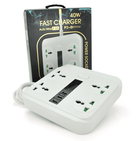 Мережевий фільтр TB-Т18, 4 розетки + 2 USB + PD, перетин 3х0, 75мм, 2 м, 3000W, White