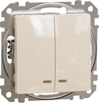 2-клавишный выключатель с синей LED подсветкой Schneider Electric Sedna Design Бежевый (SDD112105L)