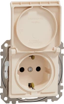Розетка с заземлением со шторками и с крышкой IP44 Schneider Electric Sedna Design Бежевый (SDD212024)