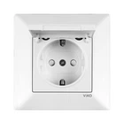 Розетка 1-я с заземлением с крышкой VIKO Meridian белая (90970012-WH)