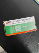 Шприц інсуліновий 0,3 мл U-100 - BD Micro-Fine Plus DEMI 30G (0,30 x 8.0 мм) - изображение 5