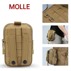 Тактична сумка - сумка для телефону, система MOLLE органайзер тактичний з кордури. Колір: койот - зображення 3