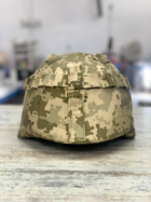 Кавер на каску мич с креплением для очков шлем маскировочный чехол на каску Mich цвет пиксель ЗСУ армейская - изображение 3