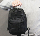 Однолямочный городской тактический рюкзак Tactical барсетка сумка с системой molle на 7 л Black (095-black) - изображение 6