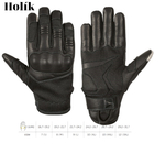 Тактичні сенсорні шкіряні рукавички Holik Beth black розмір S - зображення 2