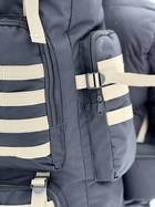 Универсальный рюкзак тактический 75 литров, военный водоотталкивающий рюкзак из плотной тактической ткани черный с полосами - изображение 5