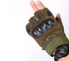Рукавички без пальців, тактичні рукавички без пальців (пара), розмір L, колір зелений - зображення 5