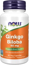 Натуральная добавка Now Foods Ginkgo Biloba 60 мг 60 Капсулы