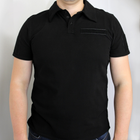 Футболка поло чорна з липучками, поліцейська футболка котон, тактична сорочка під шеврони (розмір XXL) - зображення 1