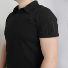Футболка поло черная с липучками, полицейская футболка котон, тактическая рубашка под шевроны (размер XXL) - изображение 4