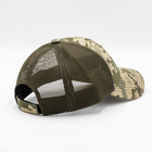 Пиксель Бейсболка Герб с сеткой Олива, летний военный бейс с вышивкой, армейская камуфляжная кепка хаки (L) - изображение 3