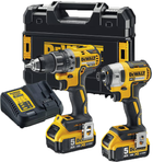 DeWalt 18V XR Li-lon bezszczotkowy zestaw 2 narzędzi, 5 Ah, 6,61 kg, walizka, 2 akumulatory i ładowarka (DCK268P2T)