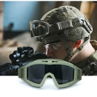 Тактическая защитная маска для глаз, защитные очки 3 сменных линзи и чехол Army Green - изображение 8