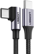 Кабель Ugreen US255 USB Type-C to Angled USB Type-C 60Вт Round Cable Aluminum Shell Nickel Plating 3A 0.5 м Black/Gray (UGR-50122)