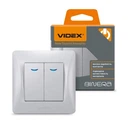 Вимикач 2кл із підсвічуванням Сріблястий BINERA(VF-BNSW2L-SS),VIDEX
