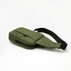 Тактическая сумка-слинг с кобурой на липучке плечевая однолямочная, олива через плечо, нагрудная сумка-кобура - изображение 5