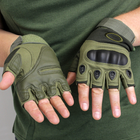 Чоловічі рукавиці без пальців тактичні, рукавиці тактичні олива стрілецькі, Тактичні рукавички для самооборони Олива (L) - зображення 3