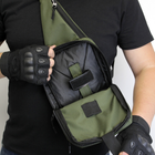 Тактическая сумка-слинг с кобурой на липучке плечевая однолямочная, олива через плечо, нагрудная сумка-кобура - изображение 8