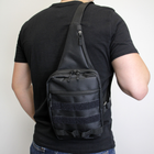 Тактическая сумка-слинг с кобурой на липучке плечевая однолямочная, чорна через плечо, нагрудная сумка-кобура - изображение 8